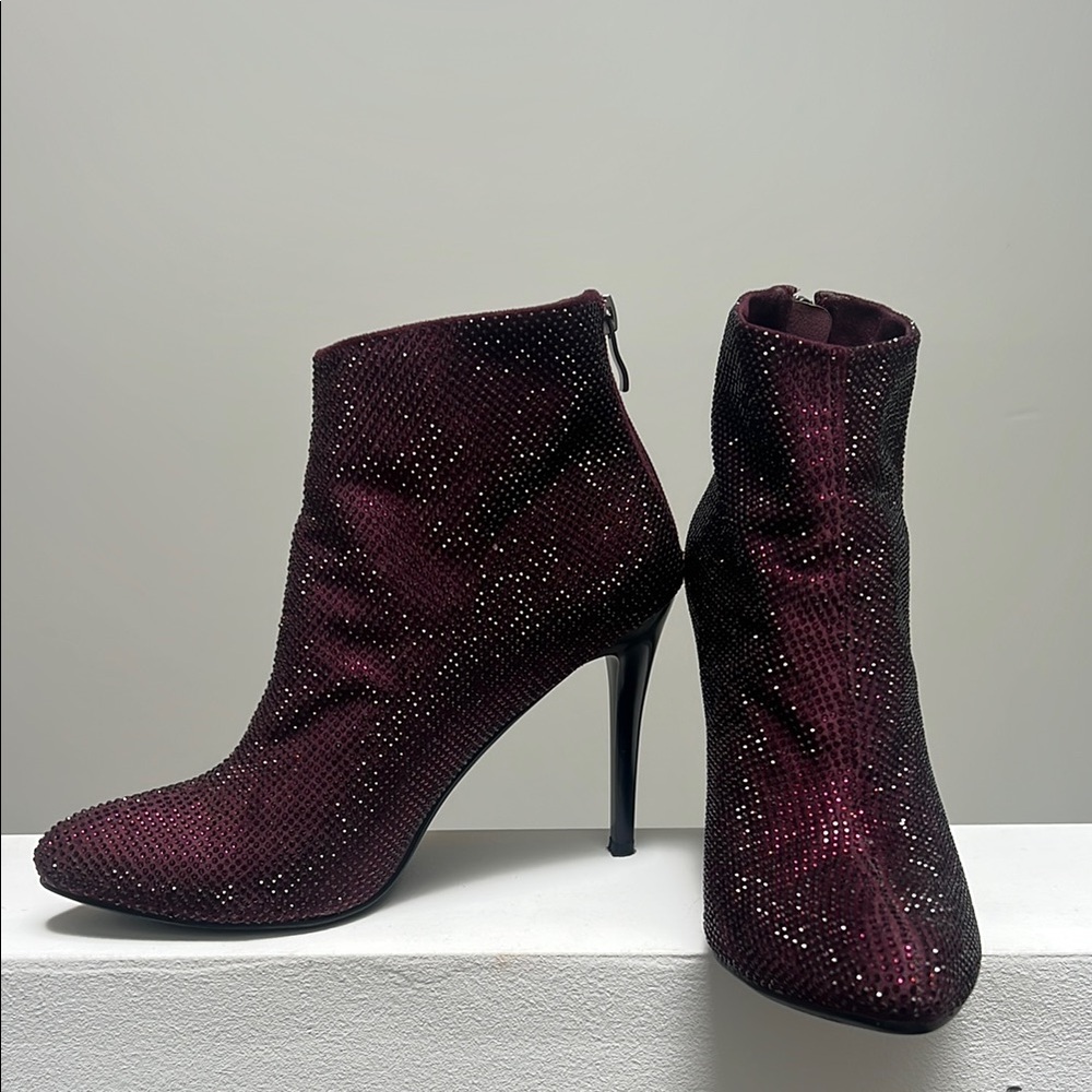 Burgundy Heeled Boots with Stiletto Heel by Nancy Li